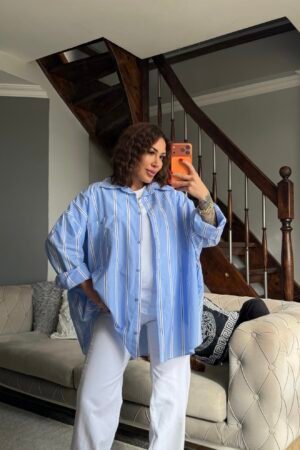 Çizgili Oversize Gömlek