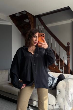 Cepli Oversize Modal Gömlek
