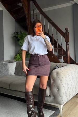 Denim Yıkamalı Etek