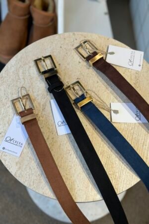 Kare tokalı Süet kemer