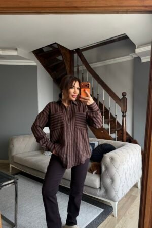 Çizgili Rahat Kalıp Gömlek