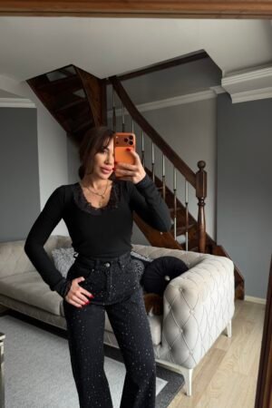 V Yaka Dantelli Fitilli Body