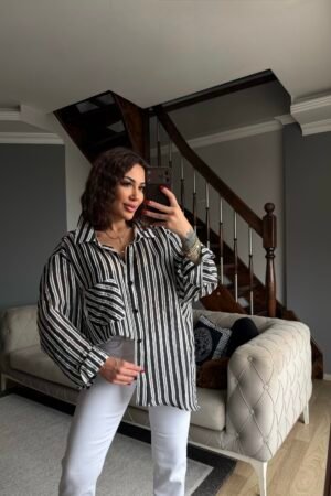 Çizgili Oversize Gömlek
