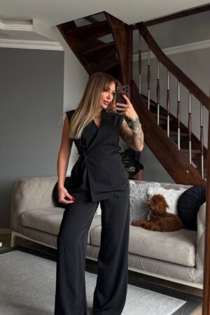 Yelekli Bol Paça Takım