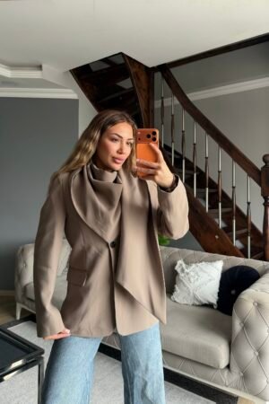 Asimetrik Şal Yaka Blazer Ceket