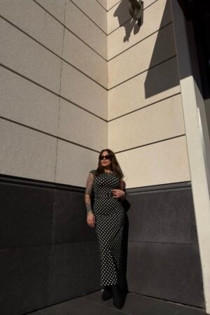 Puantiyeli kalem elbise