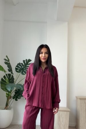 Yumuşak Pamuk Kumaş Çizgili Takım