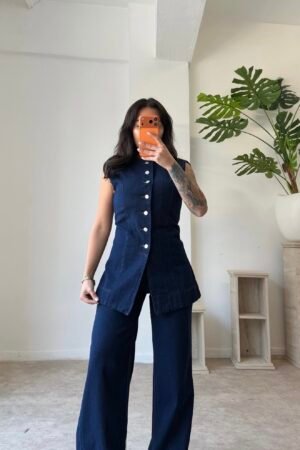 Yelekli Denim Takım