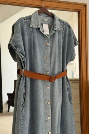 Kemerli Denim Elbise
