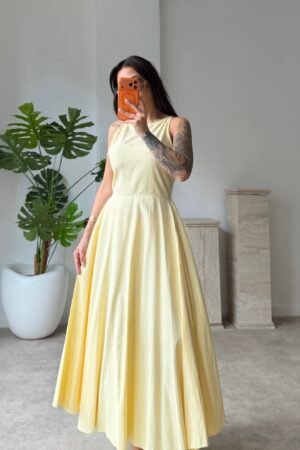 Poplin Kumaş Sırt Detaylı Elbise