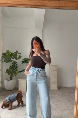 Lastikli Yumuşak Bol Paça Denim