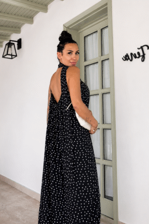 Fularlı Oversize Puantiyeli Elbise