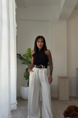 Yüksek Bel Kemerli Tansel Pantolon