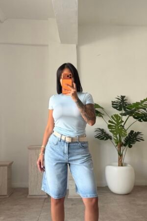 Kemerli Denim Bermuda