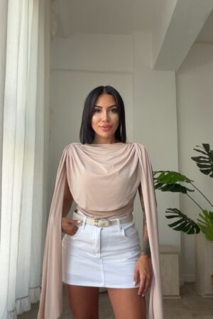 Yüksek Bel Jean Kemerli Şort Etek