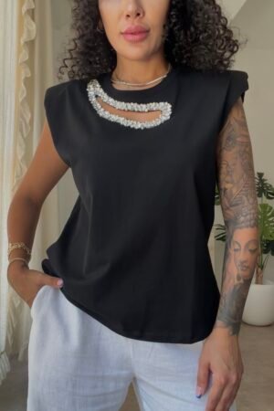 Taşlı Damla Tişört