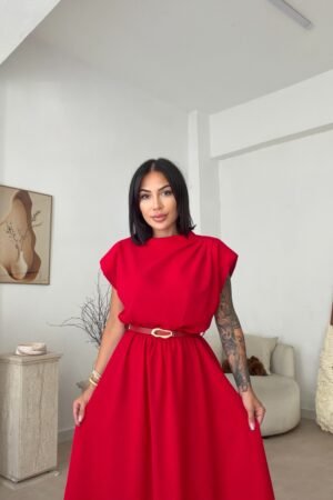 Kemerli Vatkalı Elbise