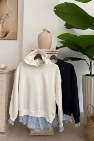 Parçalı Kapüşonlu Sweat