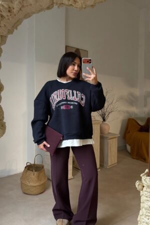 Nakış Baskılı Şardonlu Sweat