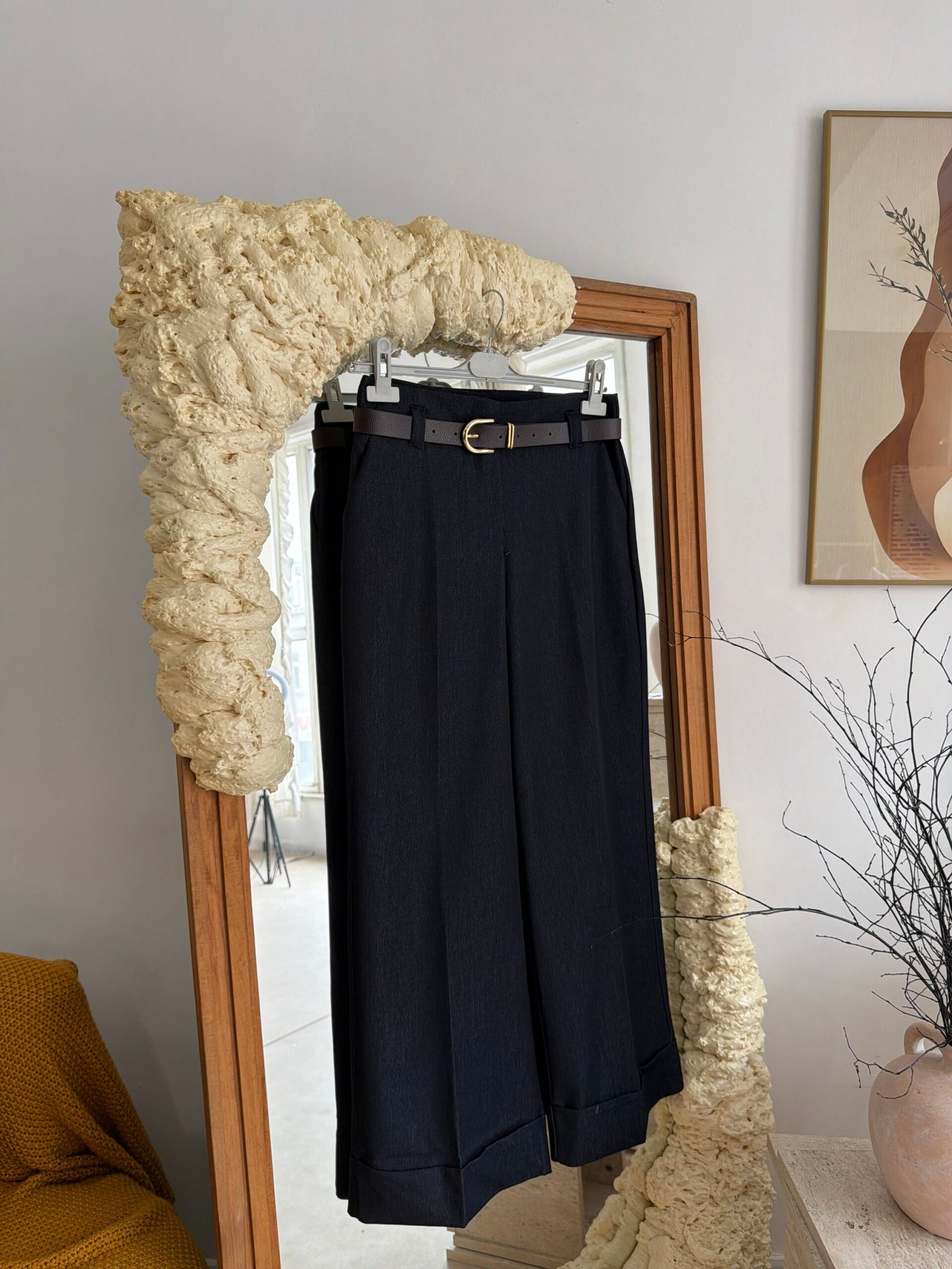 Kemerli Denim Kumaş Pantolon - Görsel 2