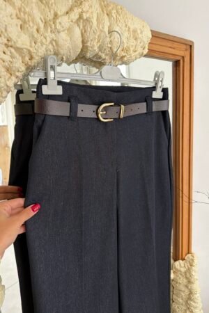 Kemerli Denim Kumaş Pantolon