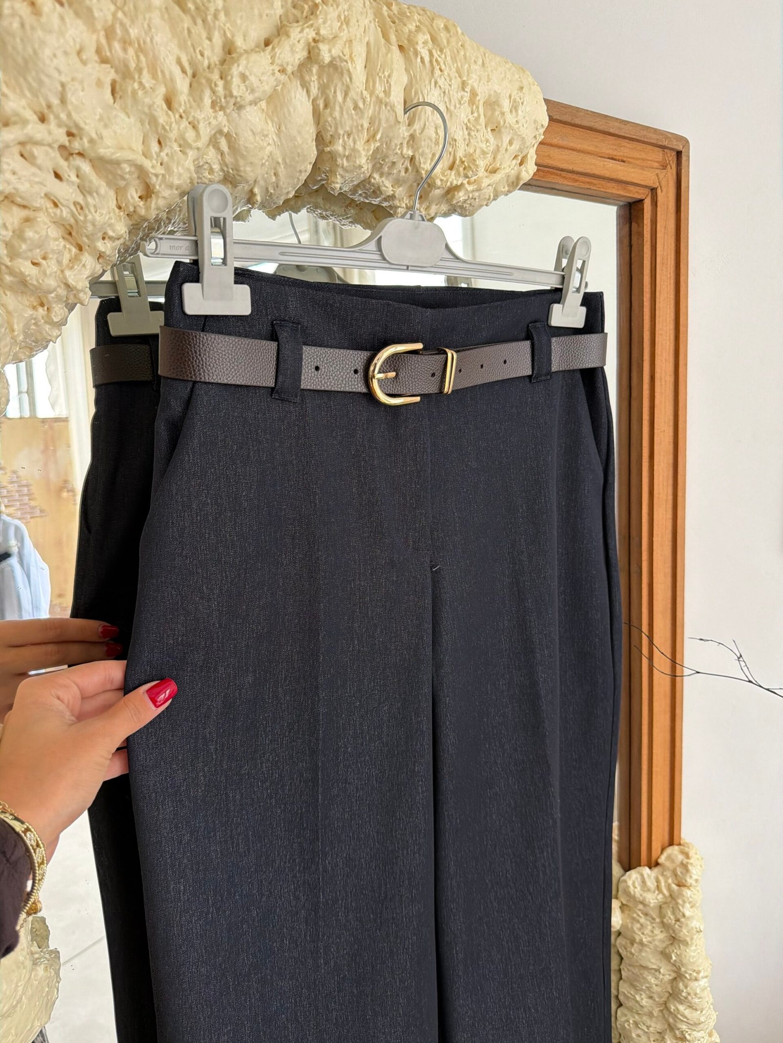 Kemerli Denim Kumaş Pantolon